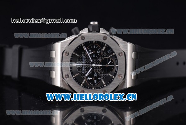 Audemars Piguet Royal Oak Offshore Chronograph Miyota OS20 Quartz Steel Case with White Dial Stick Markers and Black Rubber Strap (EF) - Click Image to Close